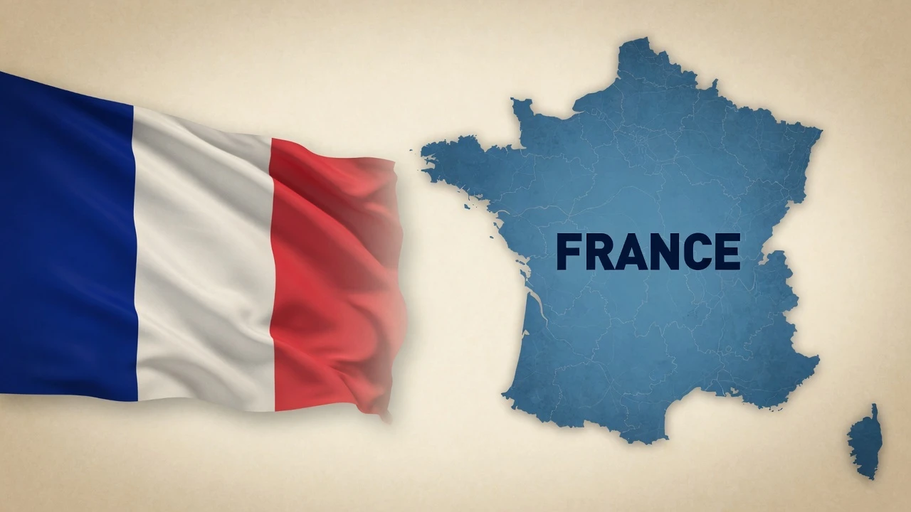 Flag and map of France