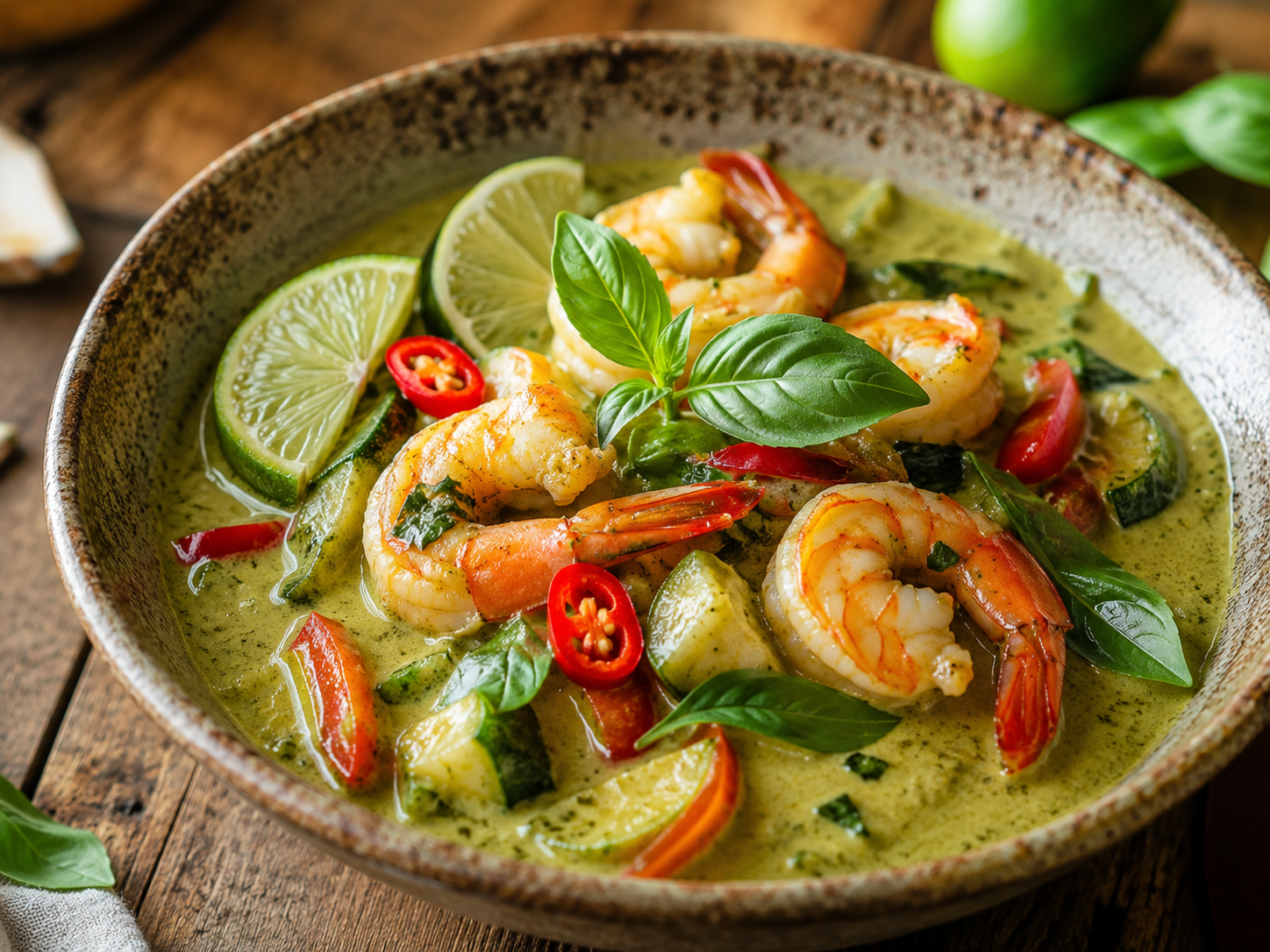 Thai coconut shrimp and basil curry