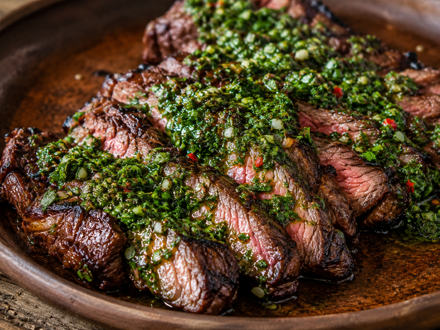 Grilled skirt steak with chimichurri