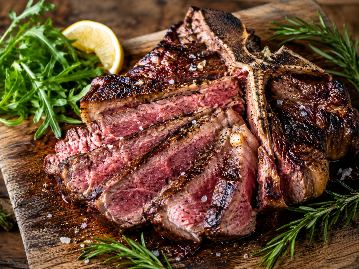 Bistecca alla Fiorentina with rosemary and arugula