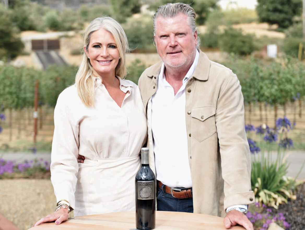 Hailstone founders with a bottle of Hailstone wine