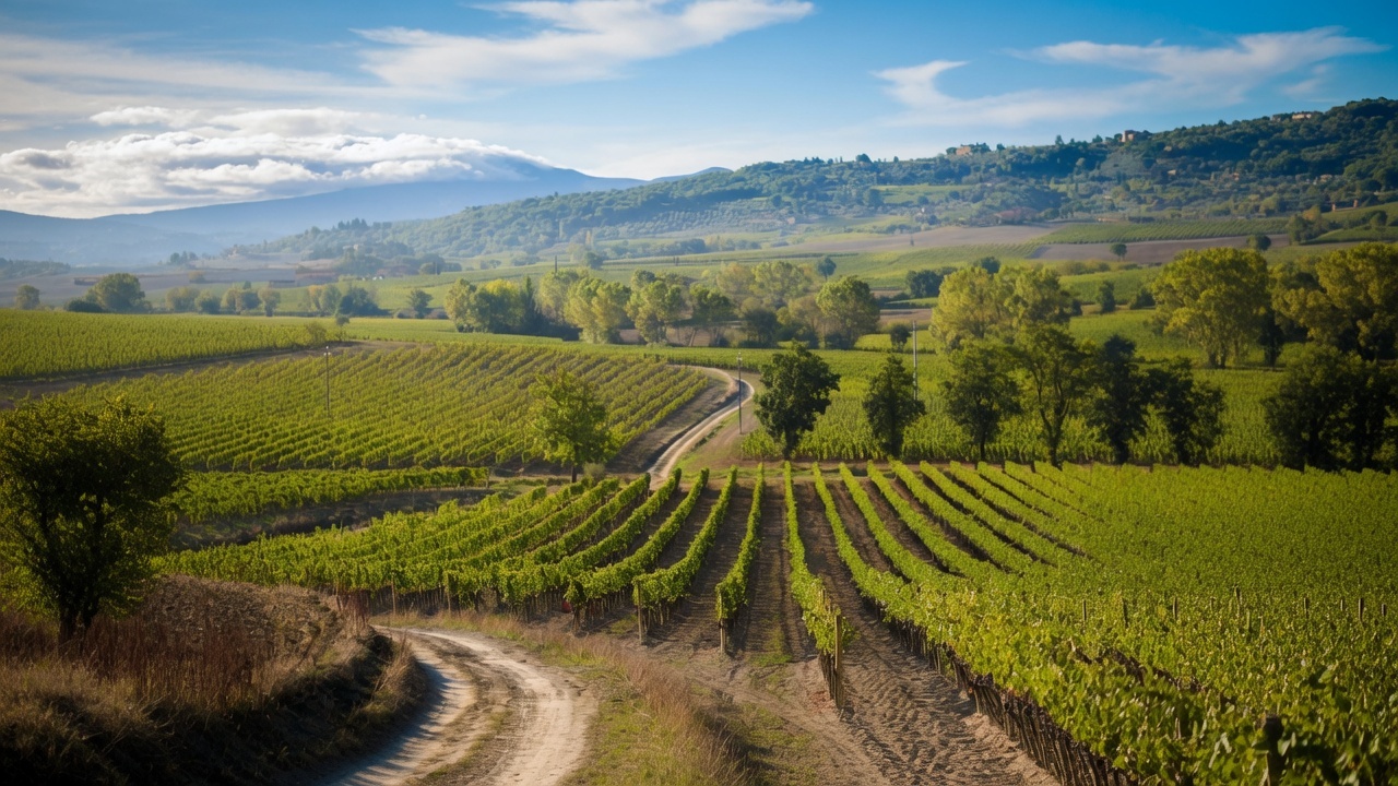 Six-bottle Brunello value presentation with Tuscan details