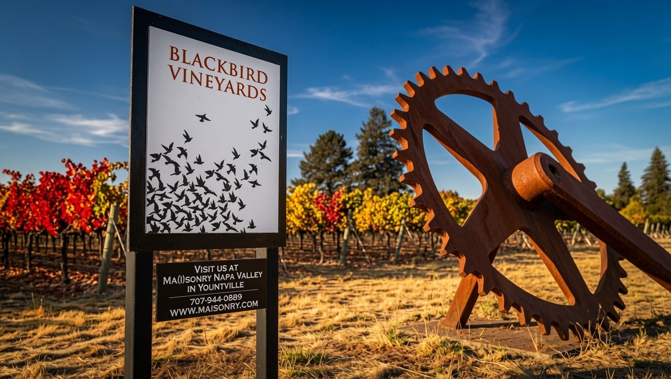 Napa Cabernet vineyard and cellar atmosphere for Blackbird Manifest