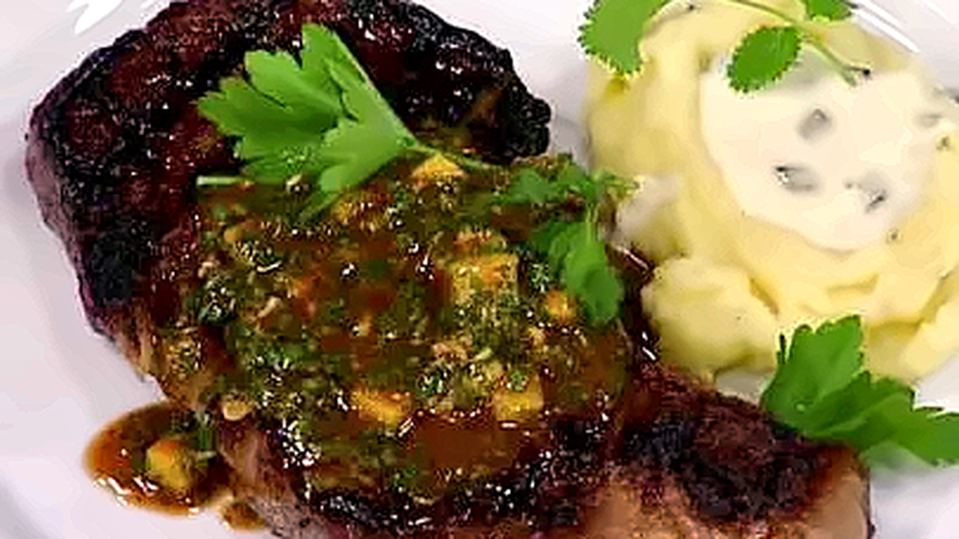 Grilled ribeye steak with tonnato sauce