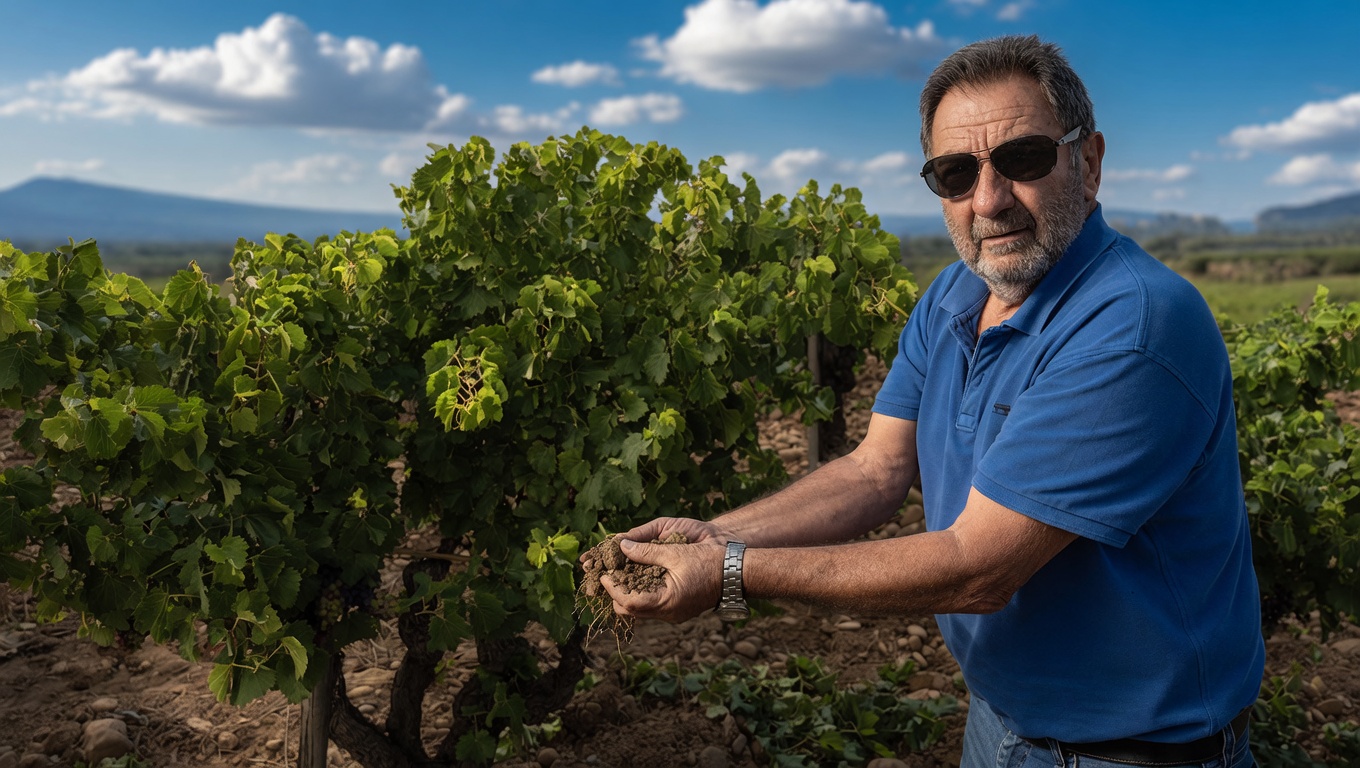 Domaine de la Janasse vineyard rows in Châteauneuf-du-Pape