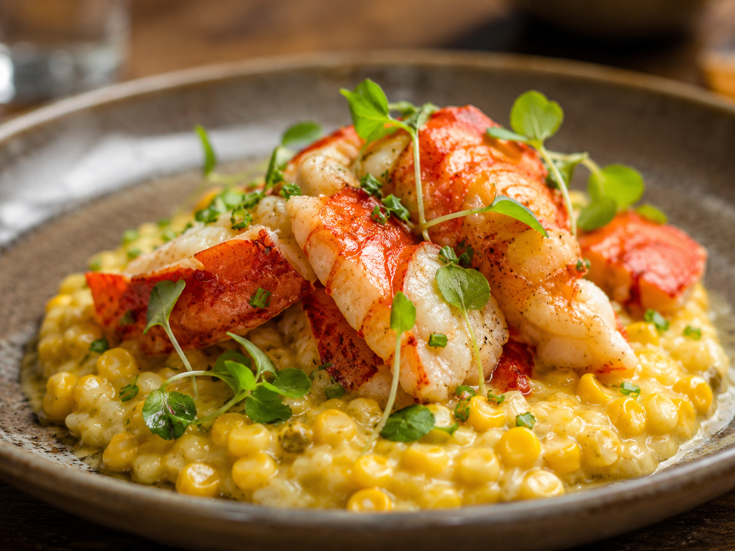 Butter lobster risotto with sweet corn