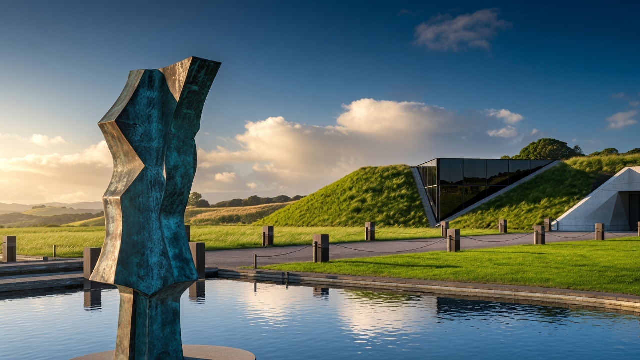 Outdoor art and estate atmosphere at Artesa