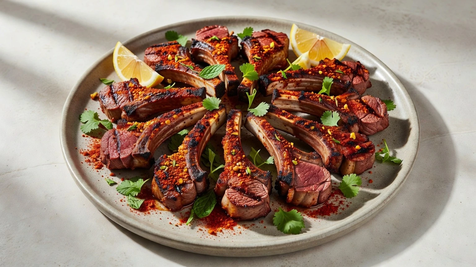 Spice-marinated grilled lamb chops