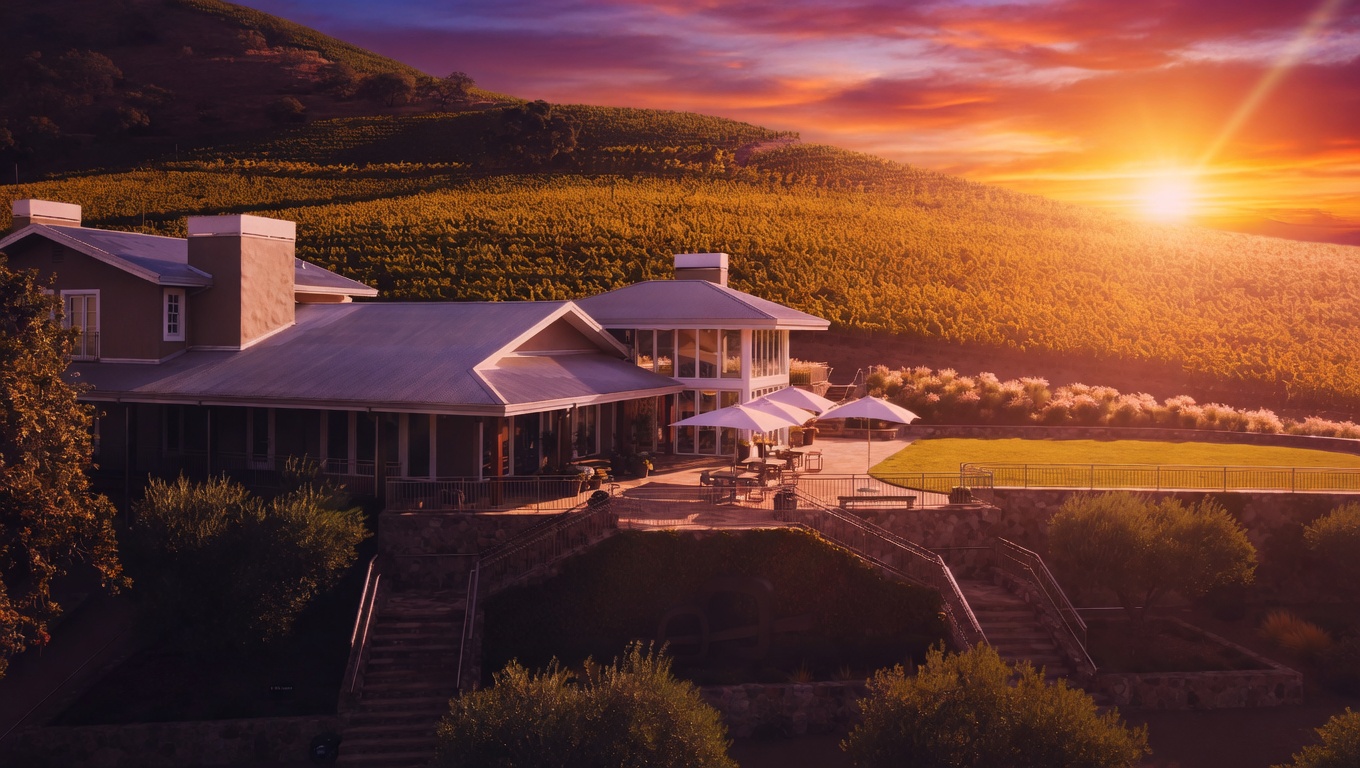 Rear view of Shafer Vineyards winery buildings
