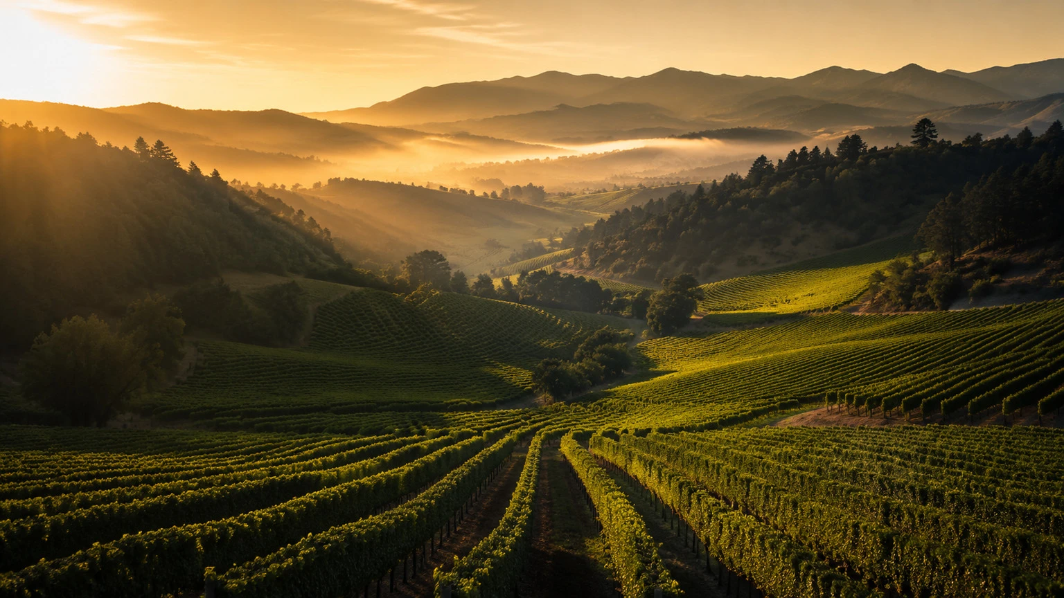Napa Cabernet cellar setting presented as an editorial visualization