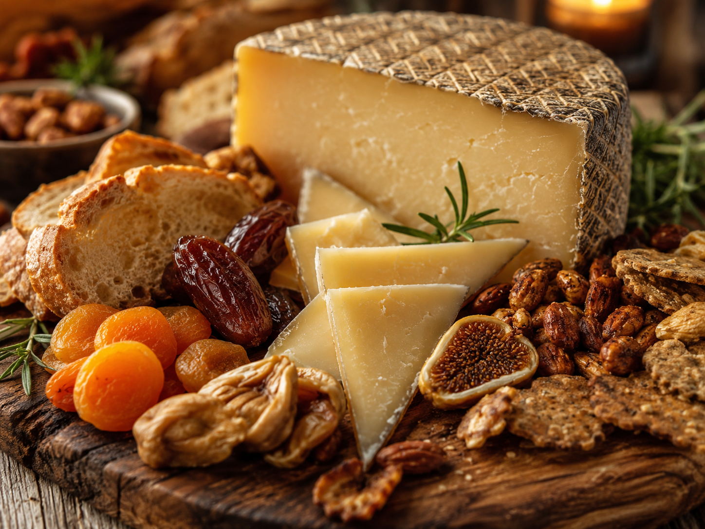 Rustic cheese and charcuterie board