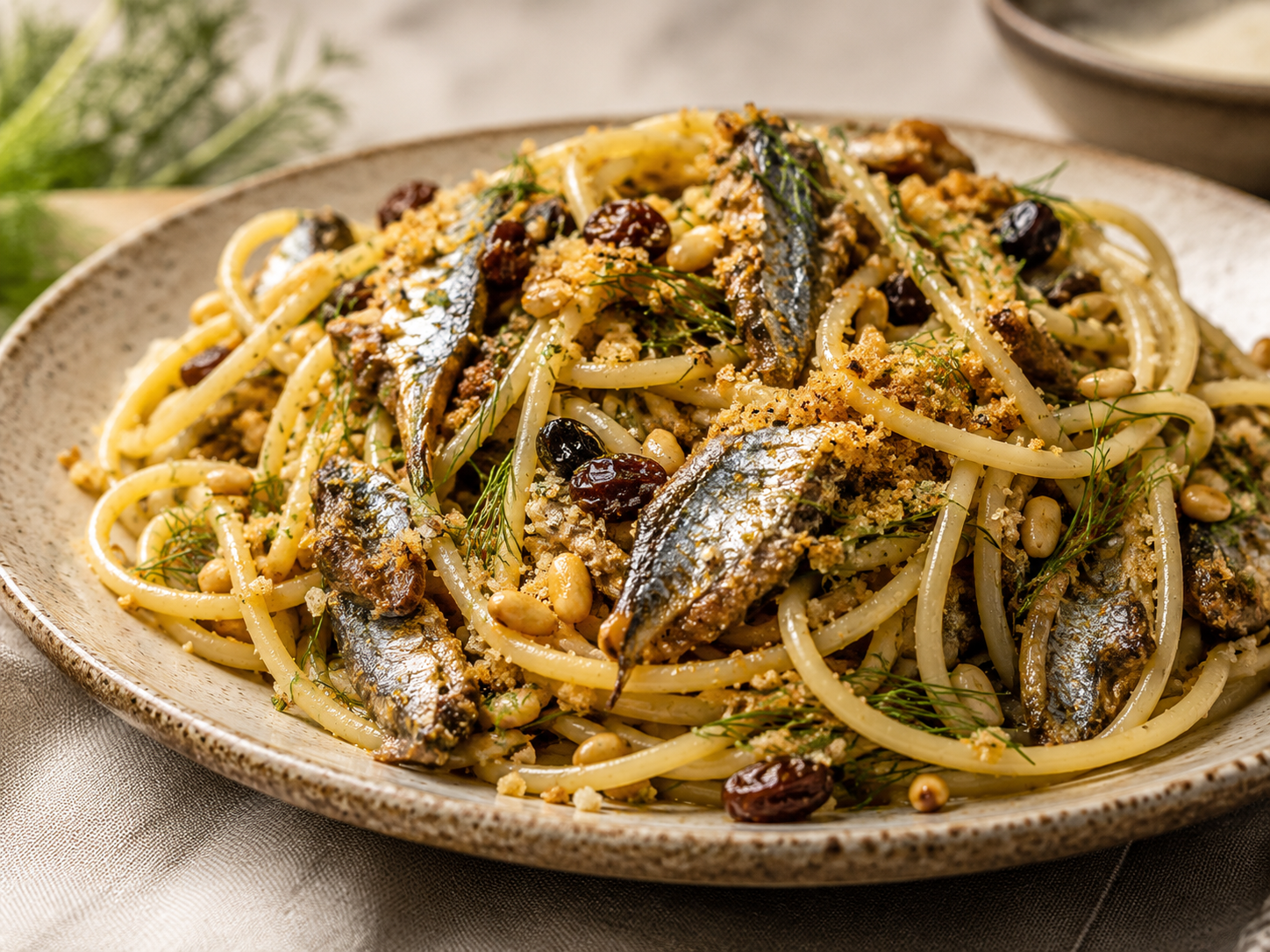Rustic pasta with sardines and herbs