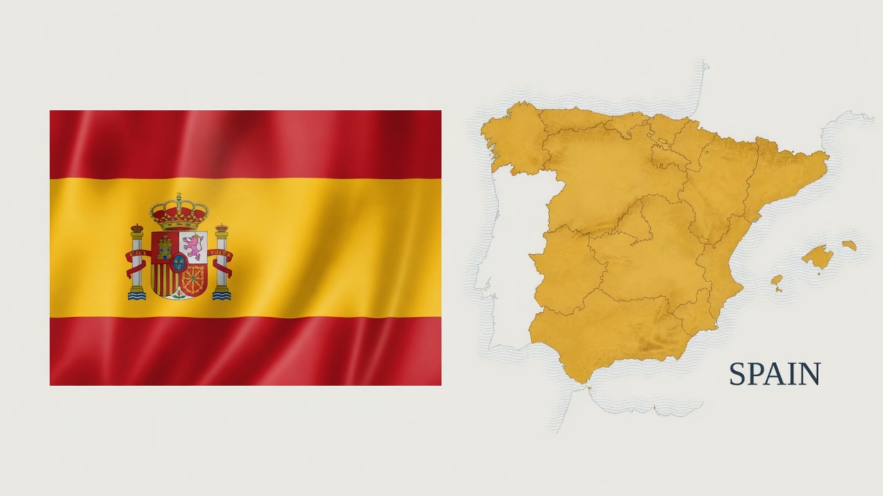 Spanish flag and map of Spain