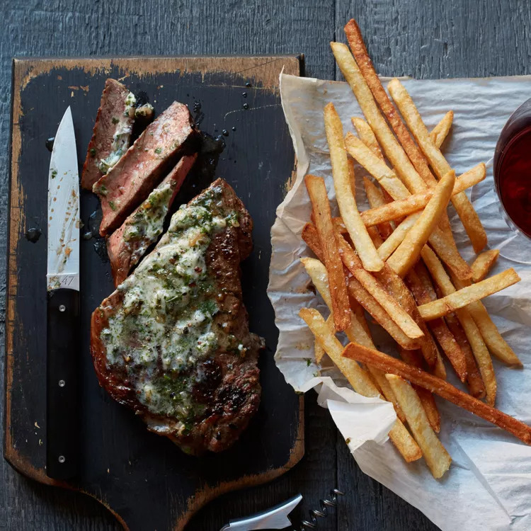 Strip steak frites with bearnaise butter