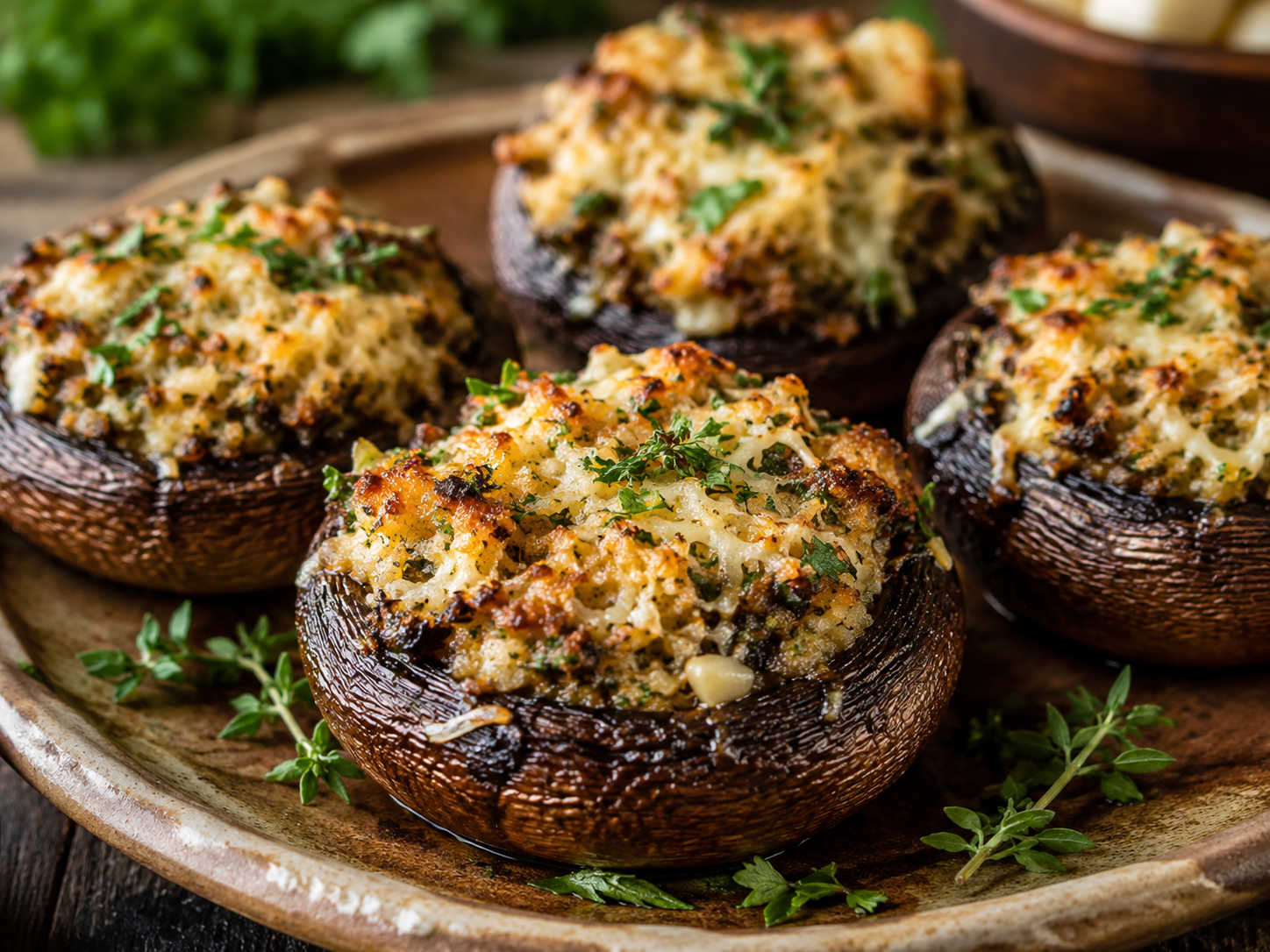 Stuffed portobello mushrooms with garlic herb butter
