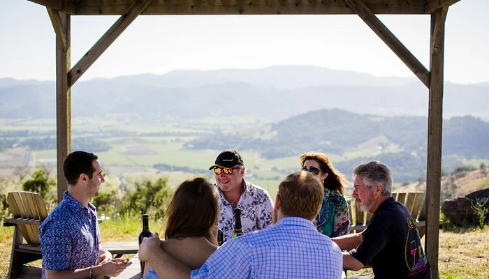 The Patland Estate Vineyards team at a tasting table