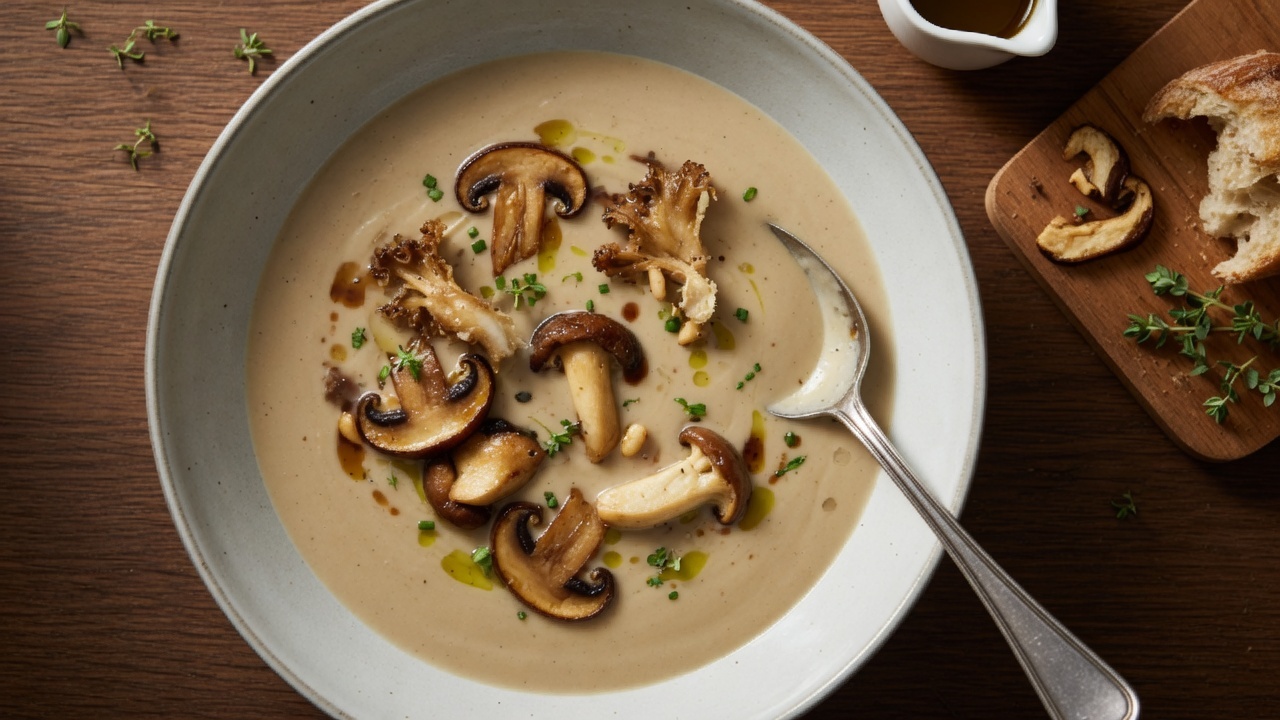 Two-mushroom velout&eacute; pairing for Pinot Noir