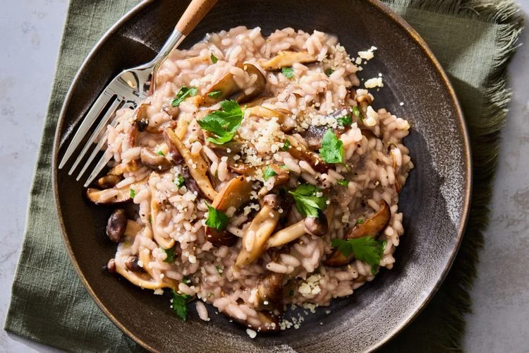 Wild mushroom and red wine risotto