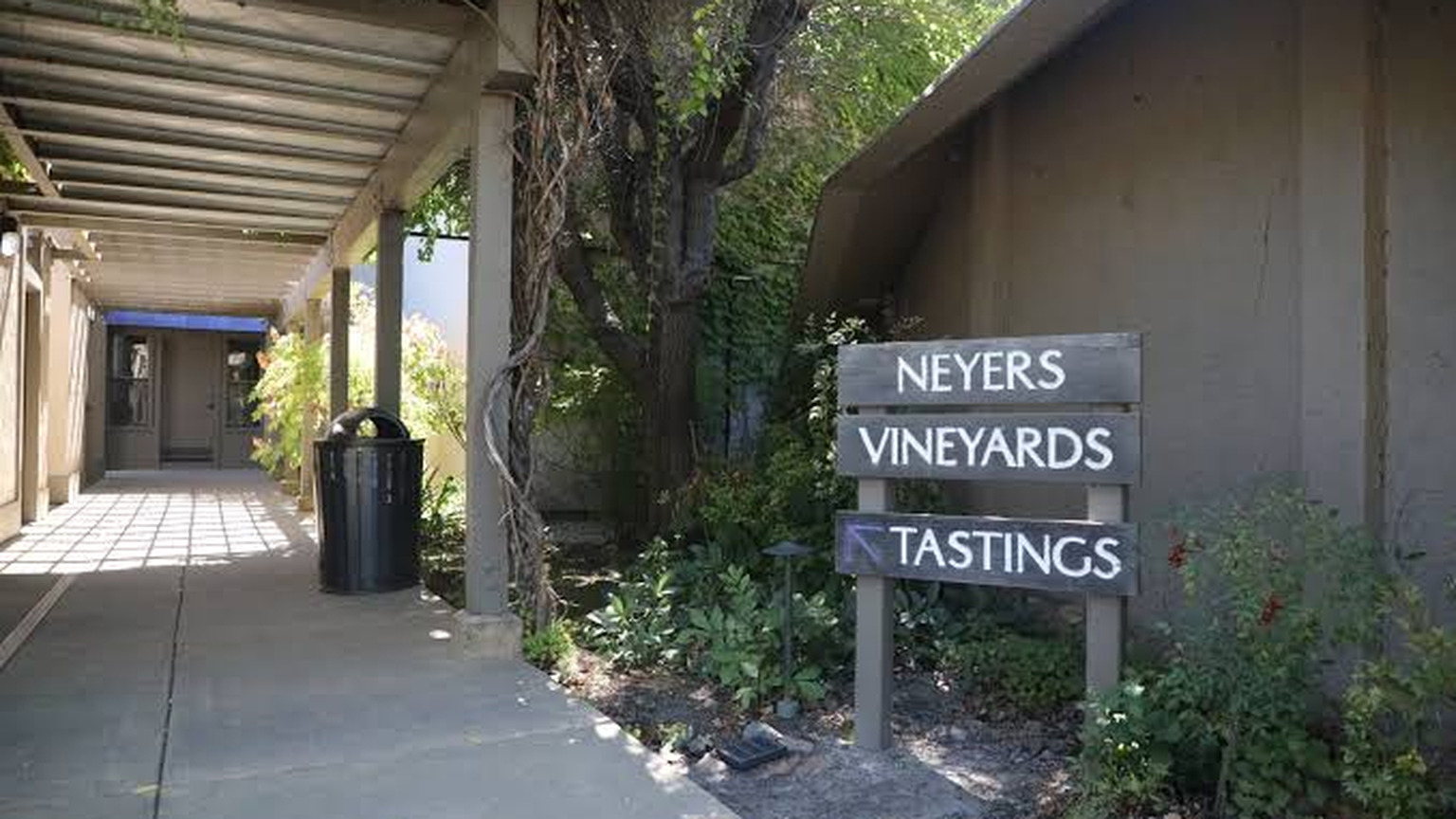 Neyers Vineyards tastings sign at the Sage Canyon winery