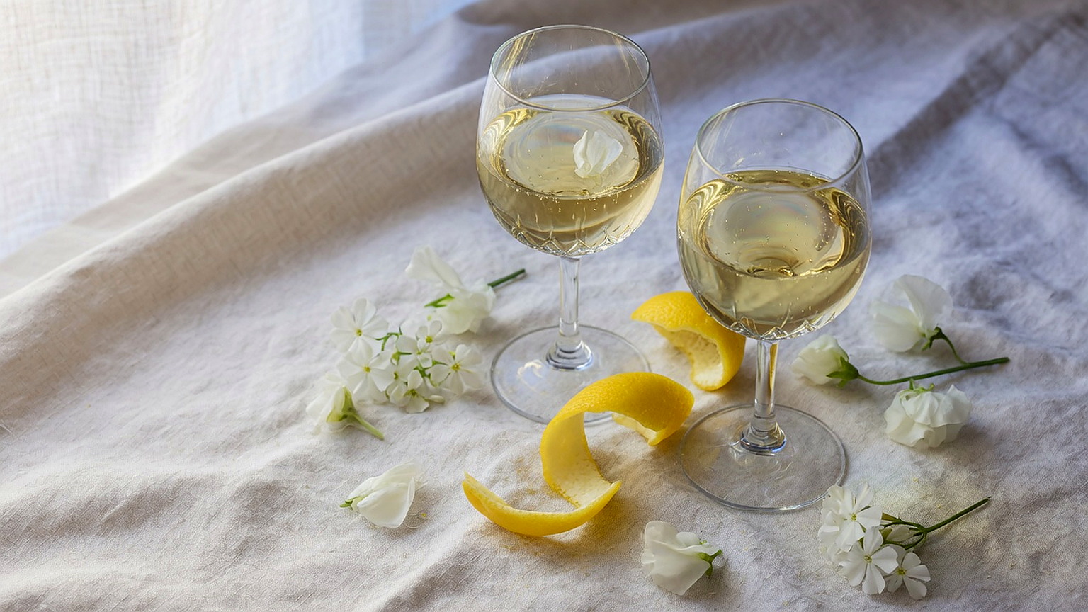 Golden white wine in crystal, generated still life