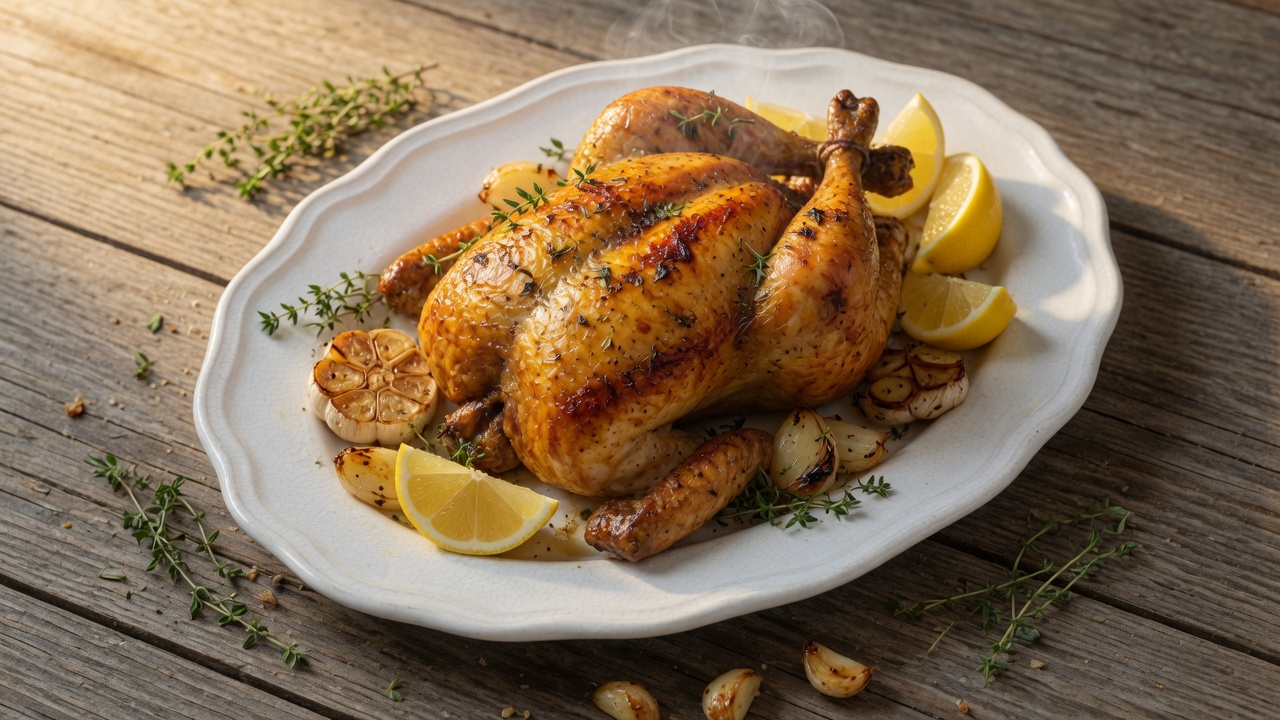 Roast chicken with lemon and thyme