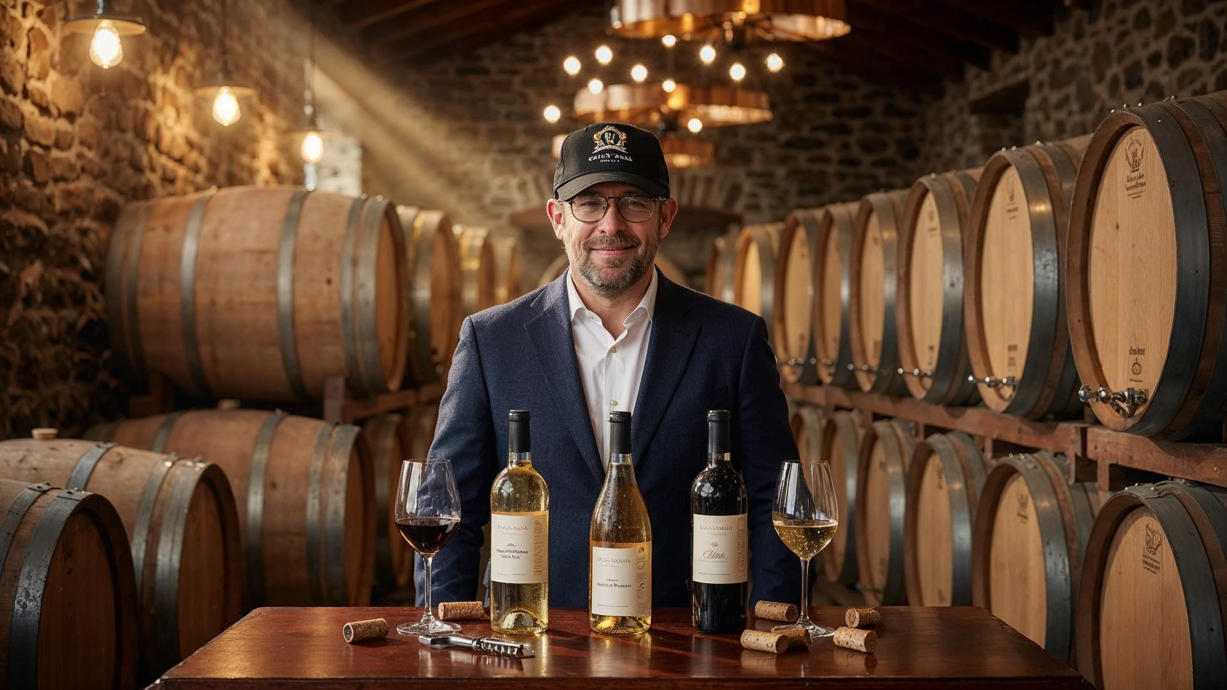 Winemaker Adrian Guerrero in the Bally Keal cellar