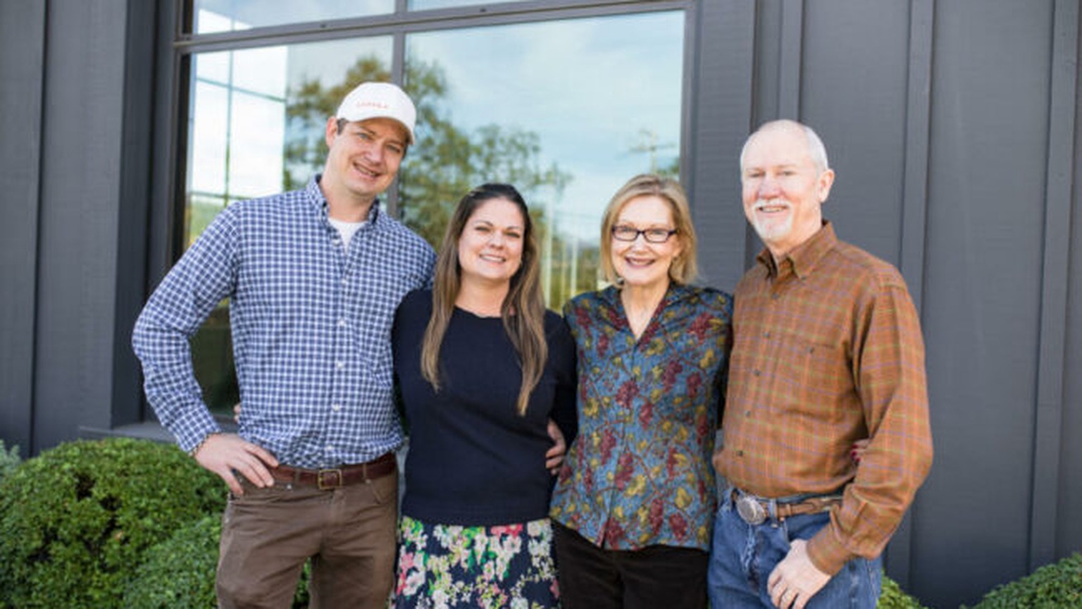 Ladera proprietors Pat and Anne Stotesbery with family outside the winery