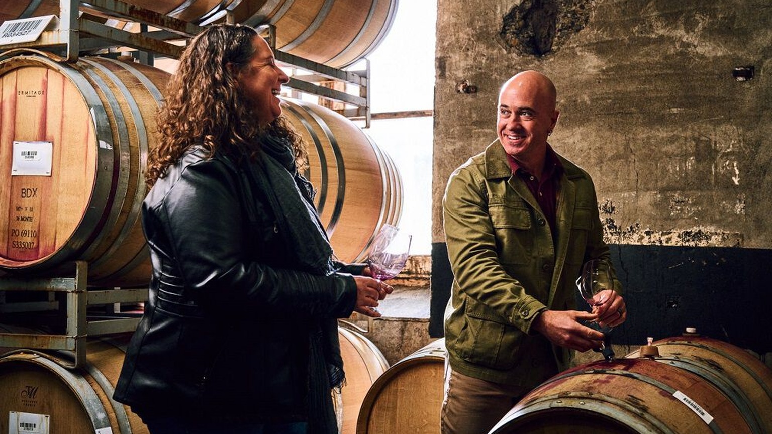 Ravenswood winemakers with barrels