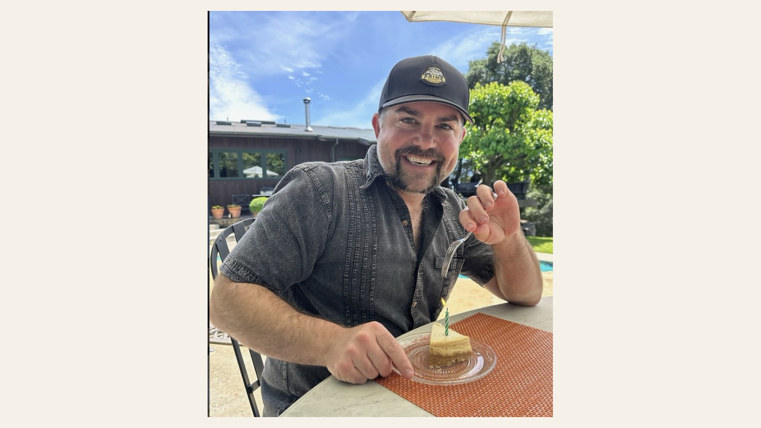 Joe Wagner at an outdoor table.