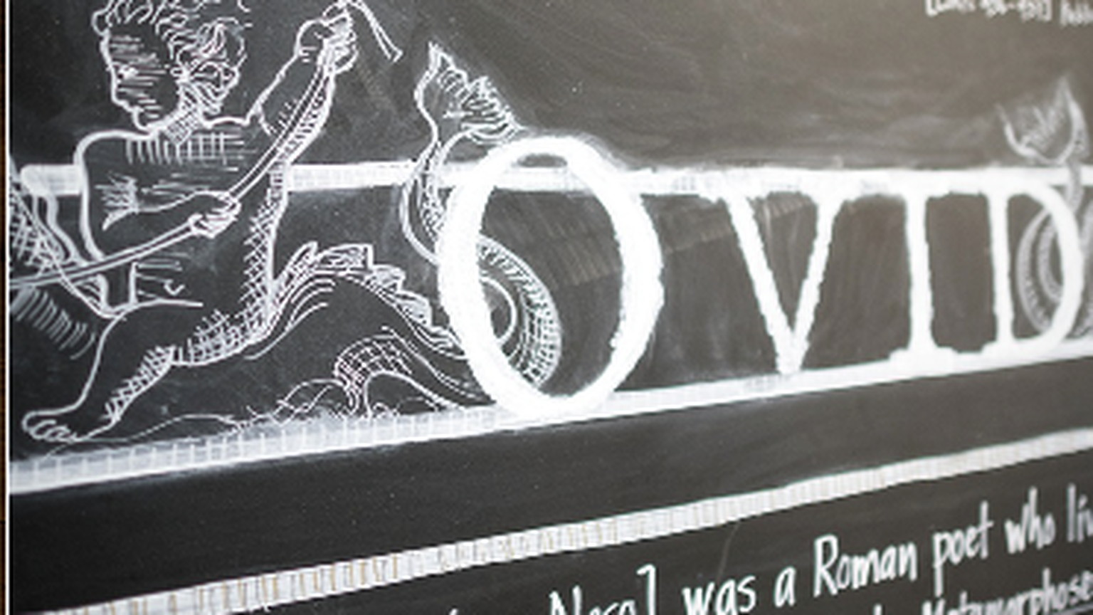 A chalkboard at Ovid about the Roman poet and the idea of change