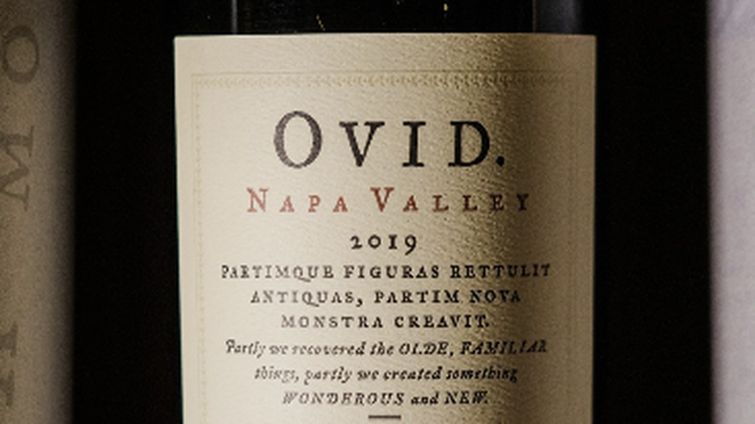 The Ovid Napa Valley label on the 2019 bottle