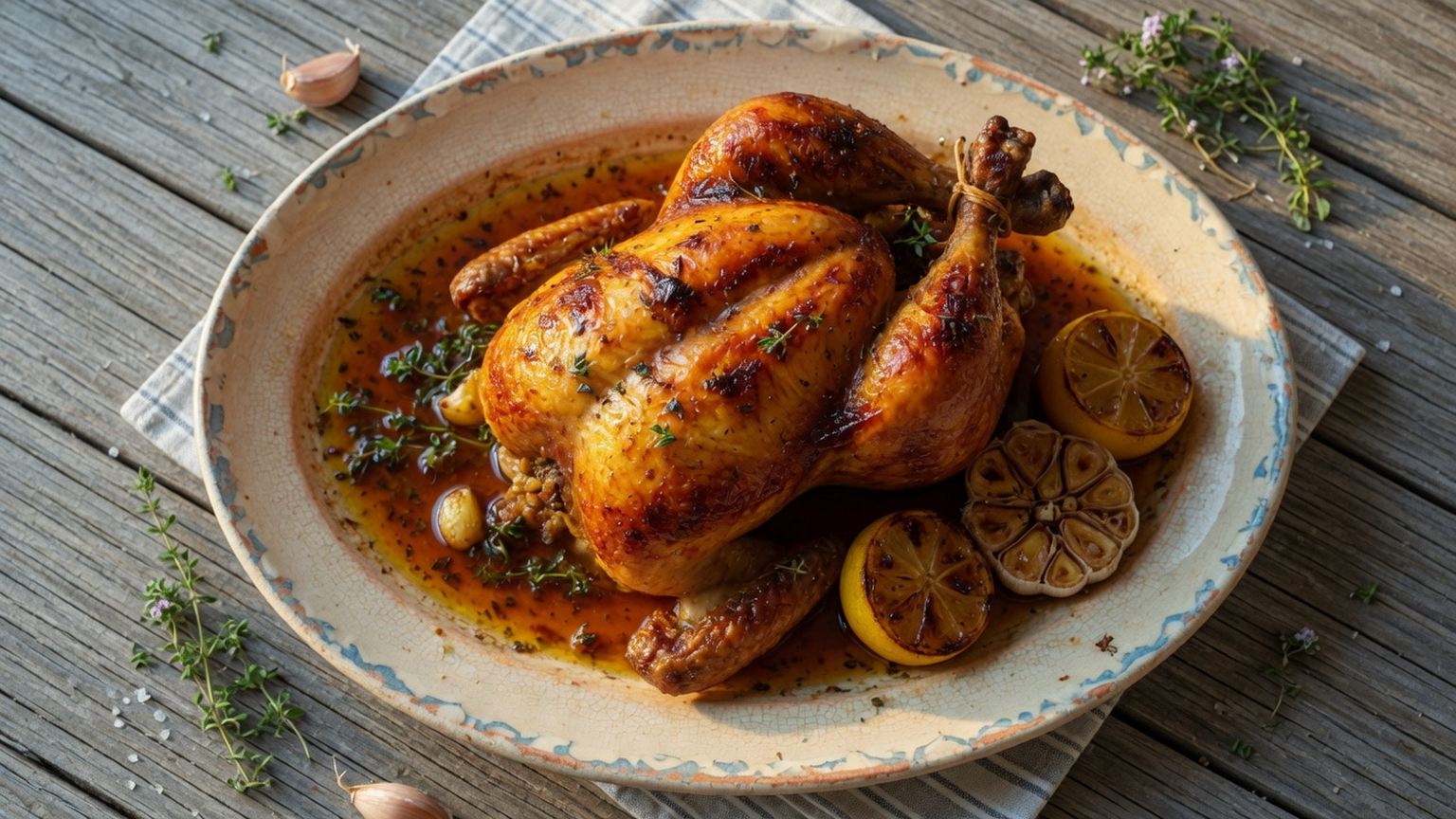 Roast chicken with lemon and thyme, food pairing image