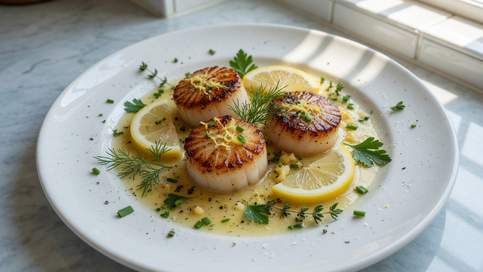 Pan-seared scallops, food pairing image
