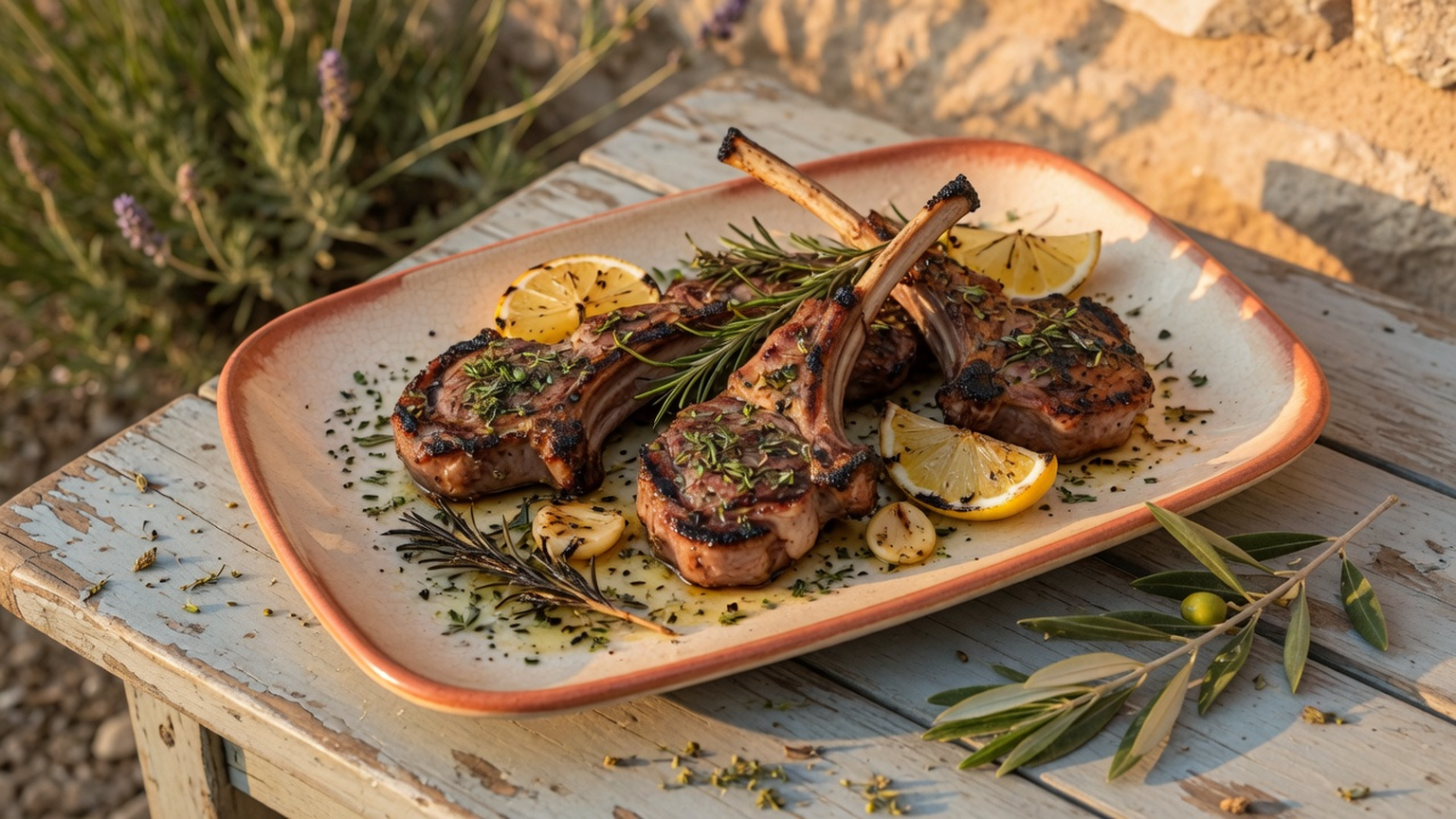 Grilled lamb chops with herbs, food pairing image