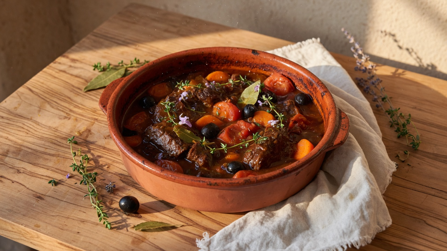 Provençal beef stew in terracotta, food pairing image