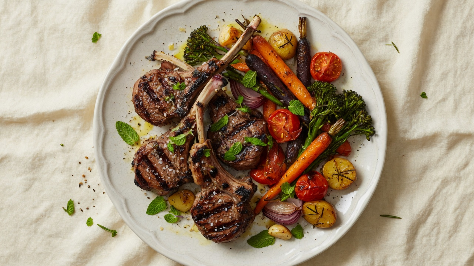 Grilled lamb chops with mint, food pairing image