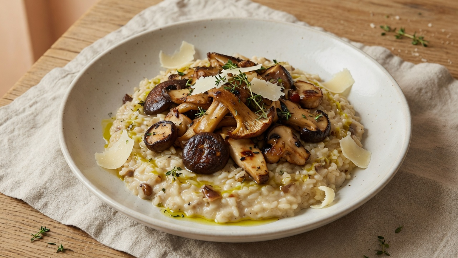 Creamy mushroom risotto, food pairing image