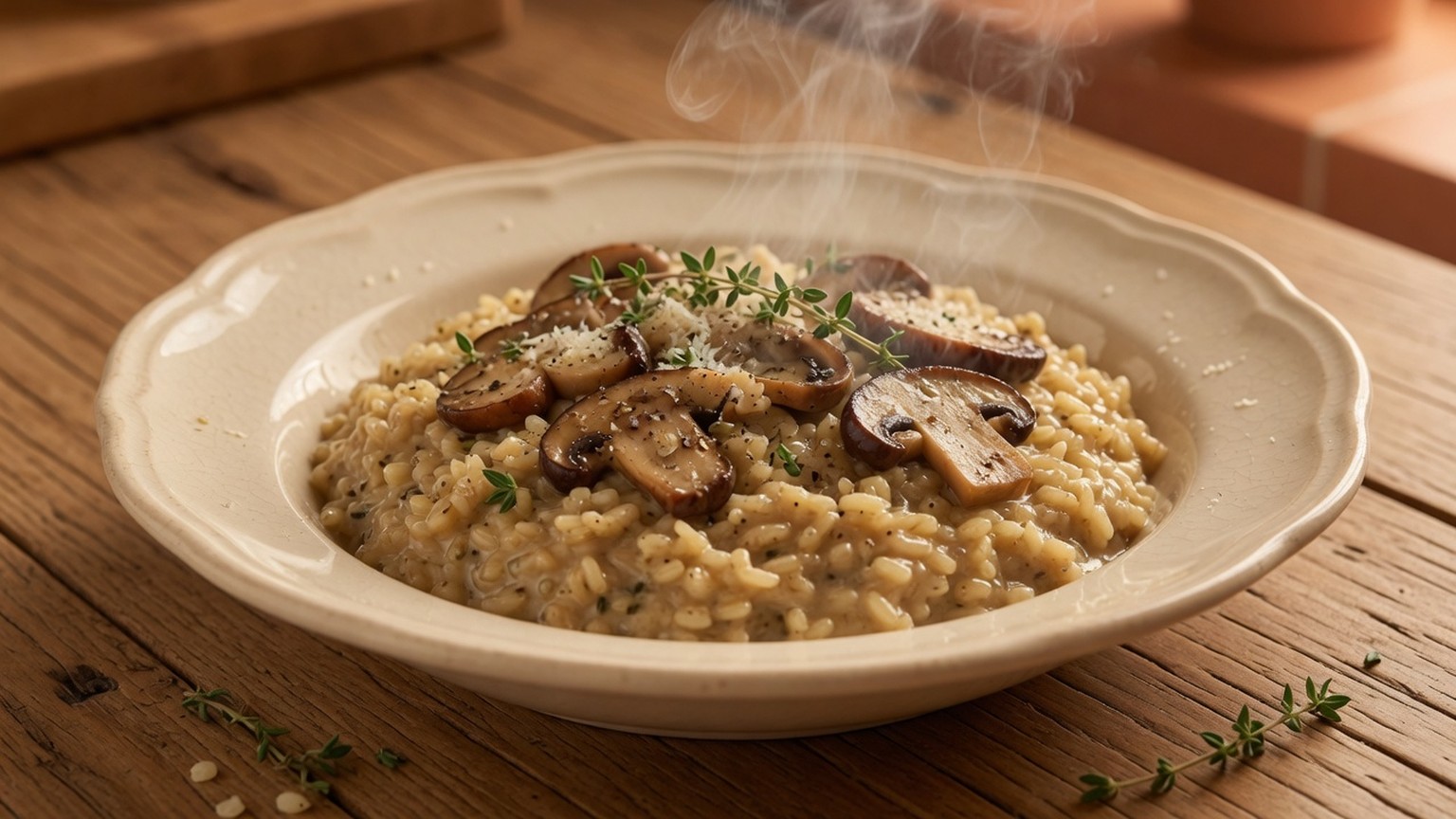 Creamy mushroom risotto, food pairing image