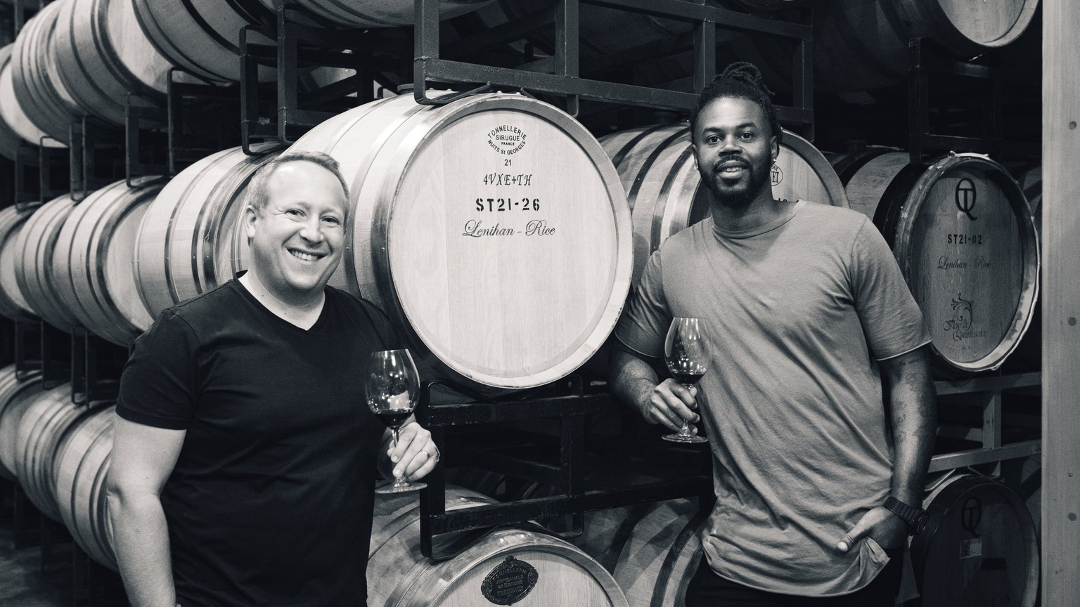 Sidney Rice and Tim Lenihan in the Dossier cellar, official photograph