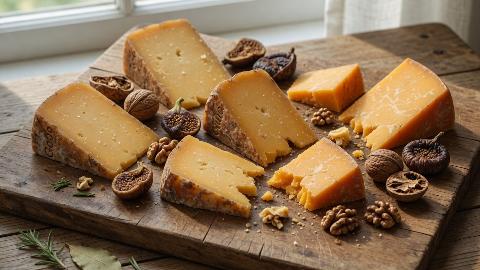 Aged gouda and cheddar with walnuts and figs, food only