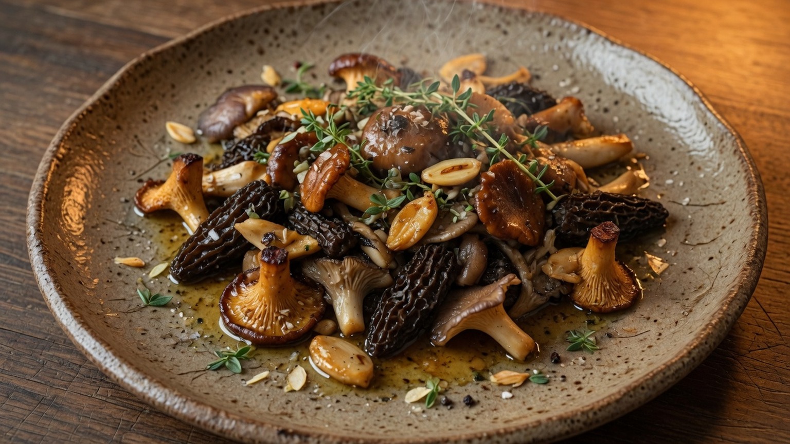 Sauteed wild mushrooms with thyme, food only