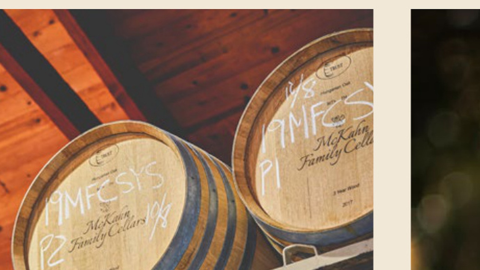 McKahn Family Cellars barrels in the cellar