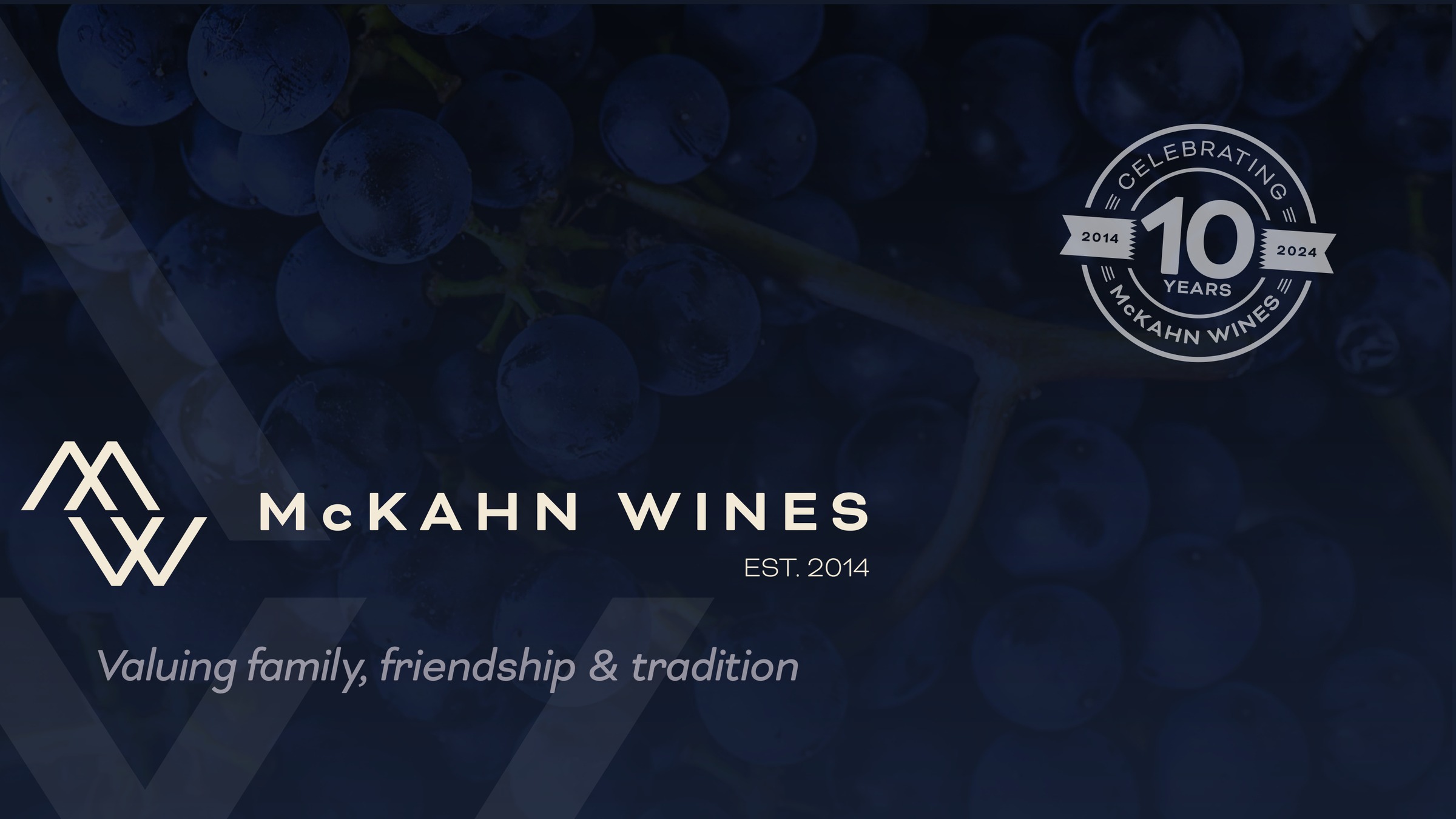 Close clusters of ripe dark grapes from McKahn Wines media kit
