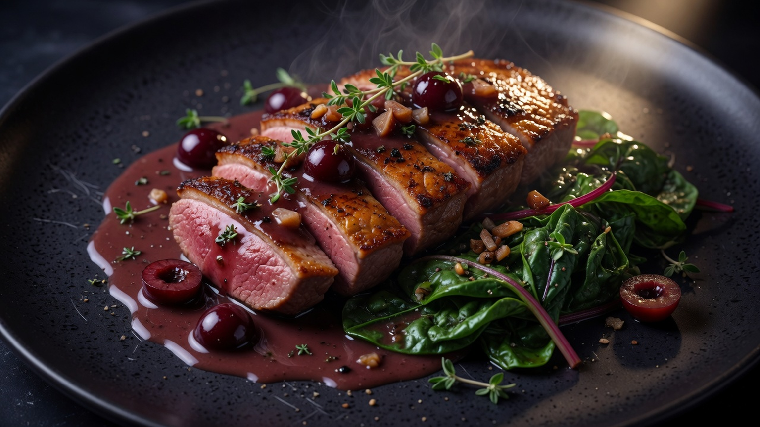 Pan-seared duck breast, food pairing image