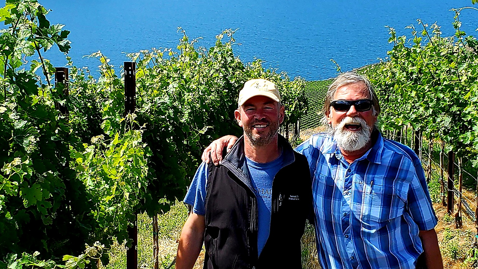 Gilles Nicault with grower Bill DenHoed in a Columbia Valley vineyard