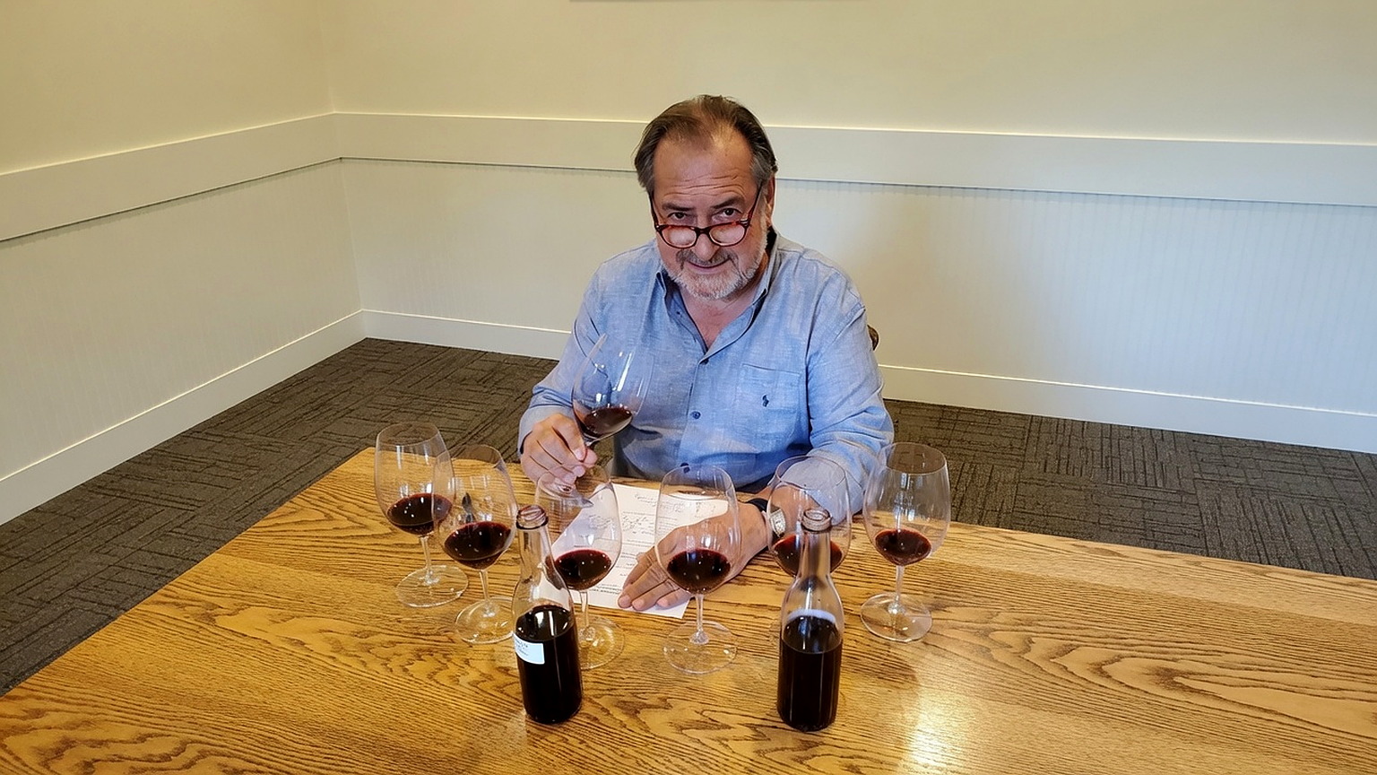 Michel Rolland blending Pedestal lots at Long Shadows