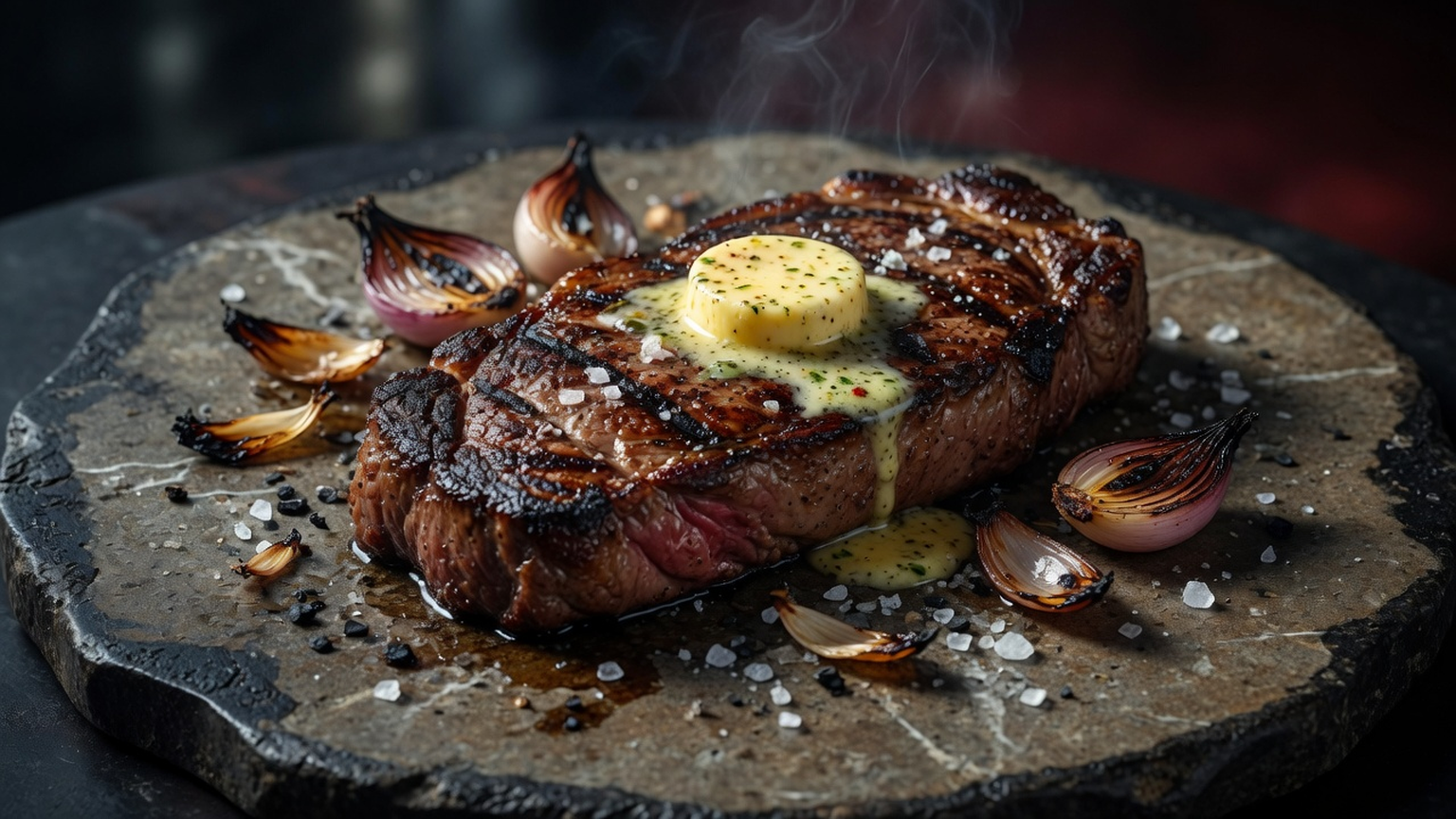 Pan-seared New York strip steak, food pairing image