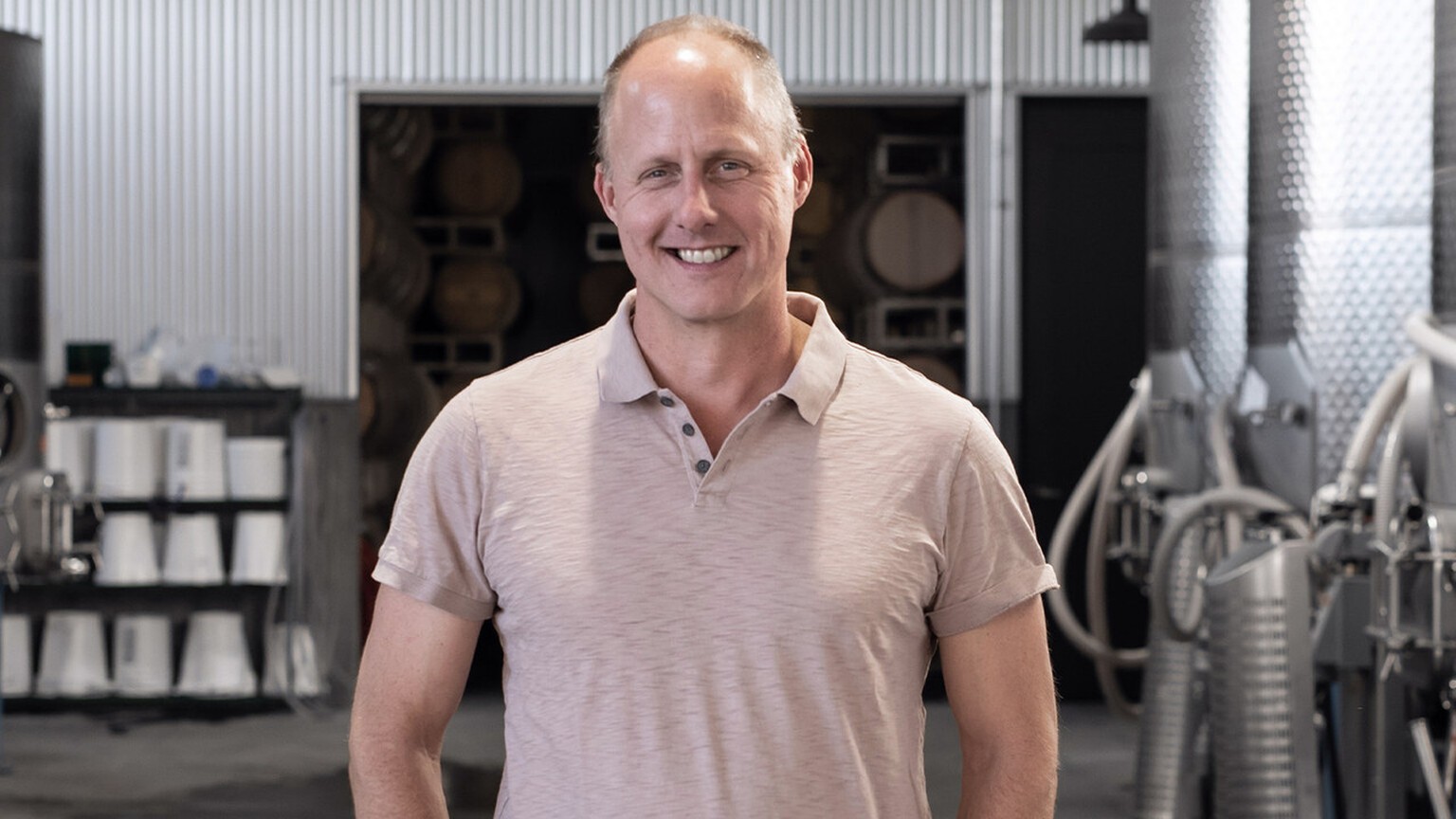 Thomas Rivers Brown in a Napa winery