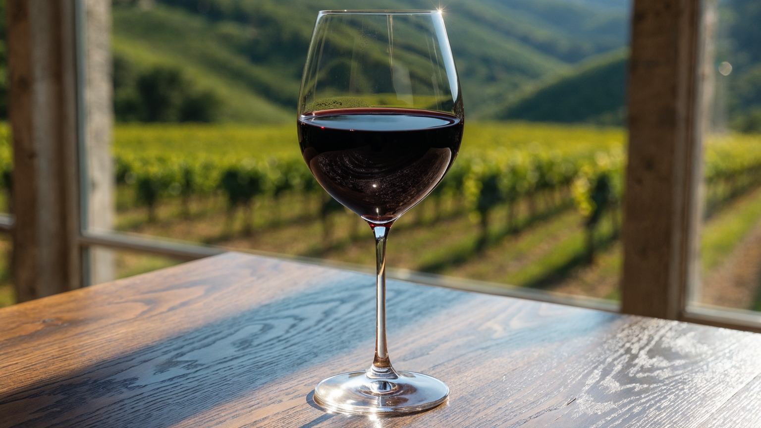 A glass of dark Cabernet