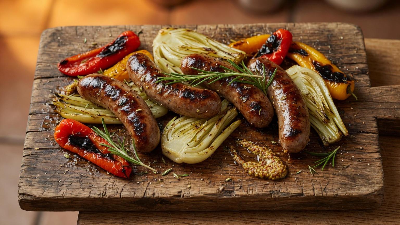 Grilled sausage and fennel, food pairing image